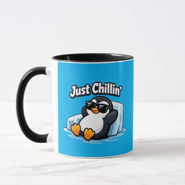 Taza Almohadón de Pinguino RELAJÁNDOSE (Izquierda)