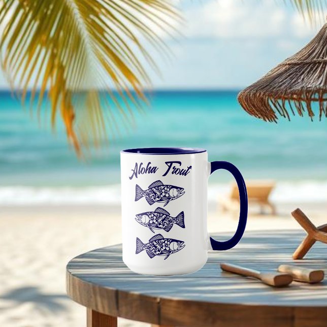 Taza Aloha Trout-Blue Hawaiian (Aloha Trout Fisherman Trend Hawaiian Fish Beach Summer Mug Blue)