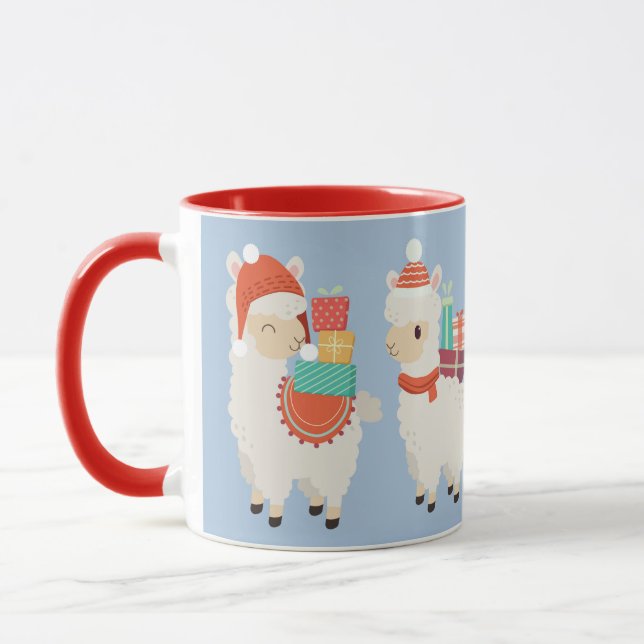 Taza Alpacas festivas con regalos | Festividades Navida (Izquierda)
