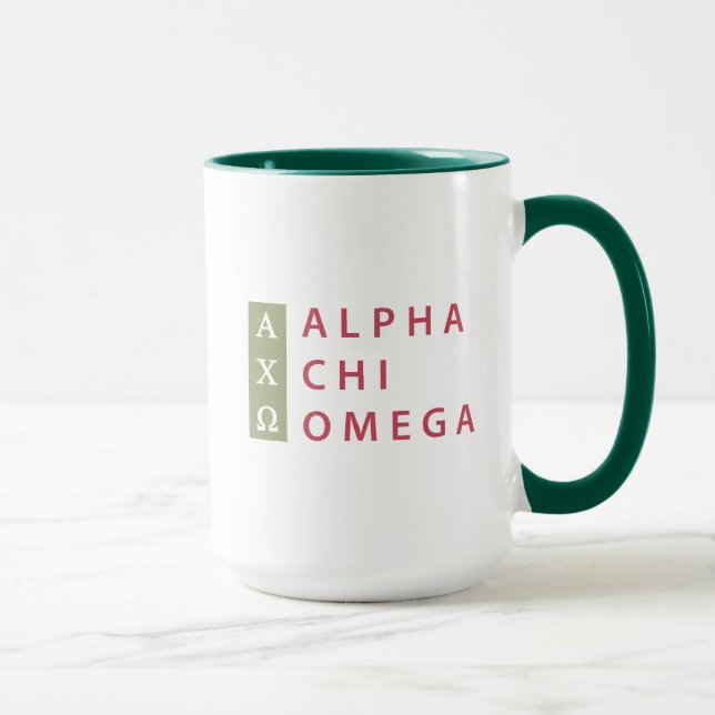 Taza Alpha Chi Omega | Logotipo apilado (Derecha)