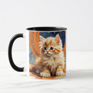Taza Alphonse Mucha Art Nouveau Naranja Cat