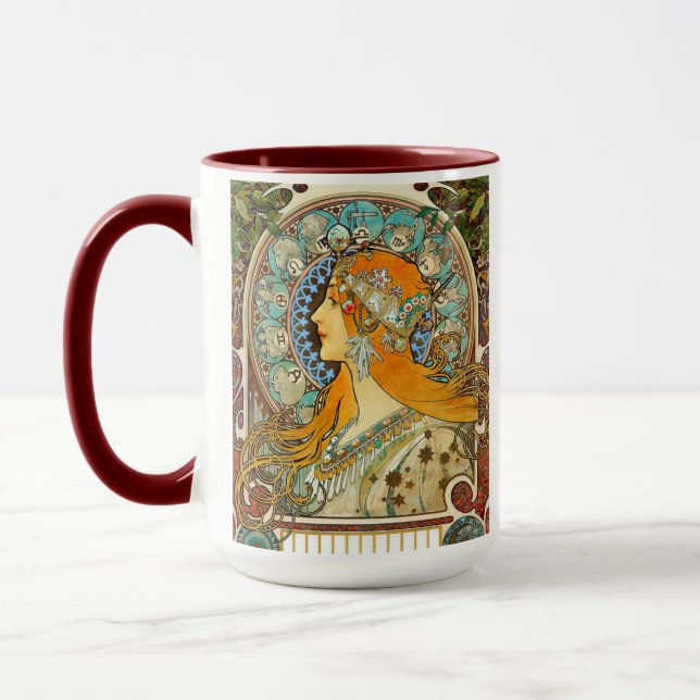 Taza Alphonse Mucha Art Nouveau Zodiac (Izquierda)
