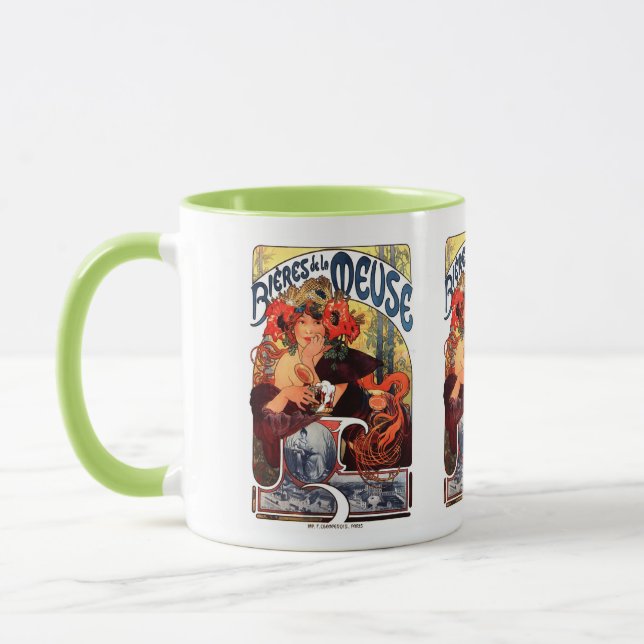 Taza Alphonse Mucha , Bières de la Meuse , 1897 (Izquierda)