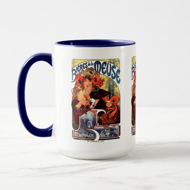 Taza Alphonse Mucha , Bières de la Meuse , 1897 (Izquierda)