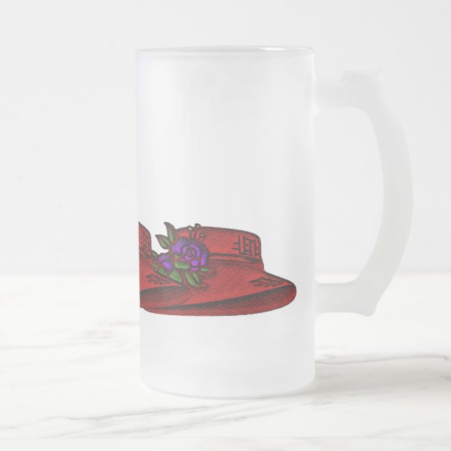 Taza alta del vidrio de Red Hat del brocado (Derecha)