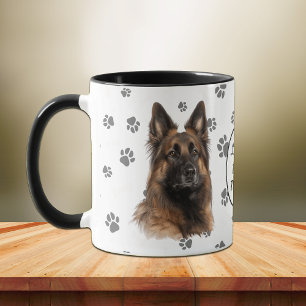 Taza Ama la huella de la pata de mi perro Tervuren belg