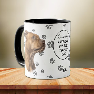 Taza Ama Mi Huella De Perro De Terrier Pit Bull America