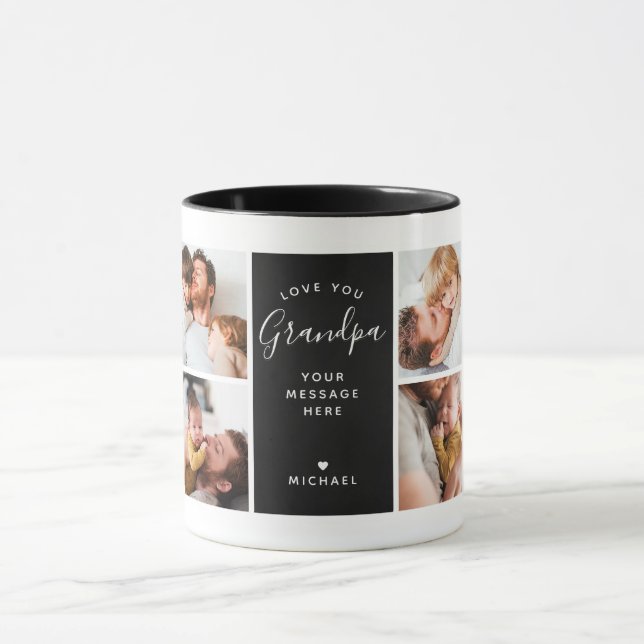 Taza Ama moderno, abuelo/otros 8 Collages de fotos (Centro)