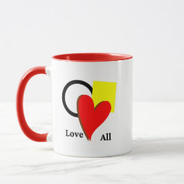 Taza Ama todos los corazones cuadrados círculos de colo