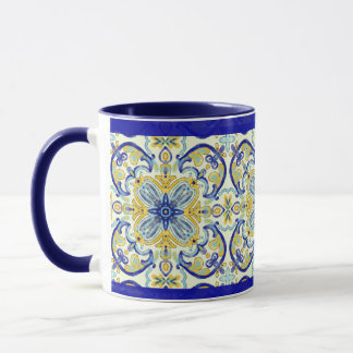 Taza Amalfi Tile Mug amarillo azul Verde azulado
