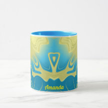 AMANDA ~ Zany 3D Fractal ~ amarillo azul 3D