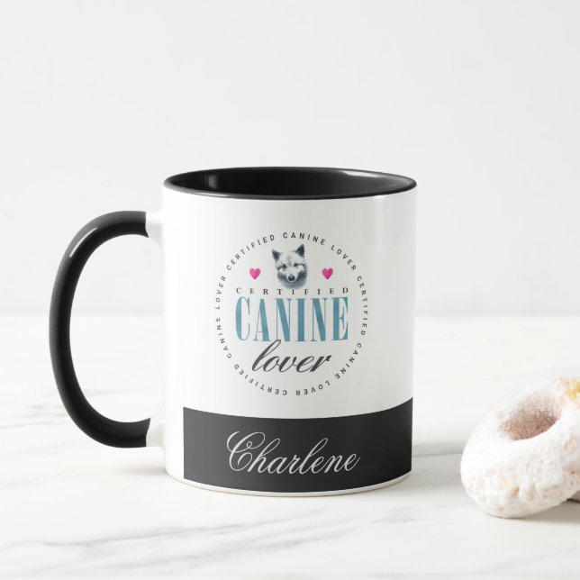 Taza Amante Canino Certificado Cuto Añadir Su Nombre (Con donut)
