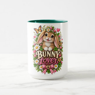 Taza Amante de conejitos lindos jardín de cottage flora