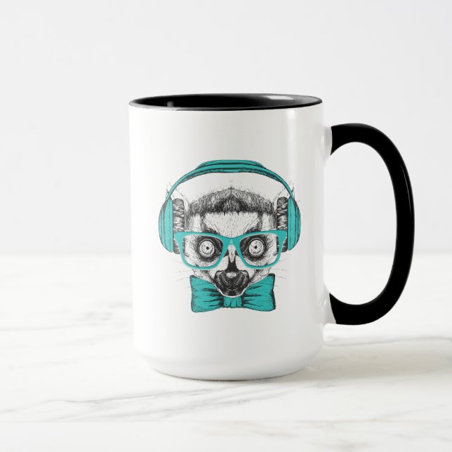 Taza Amante de la música del Lemur el | (Derecha)
