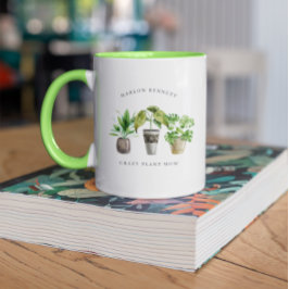 Taza Amante de las Plantas Acuarela Macetas con Monogra