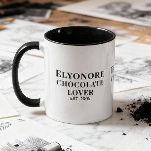 Taza Amante del Chocolate Negro Script Nombre Personali