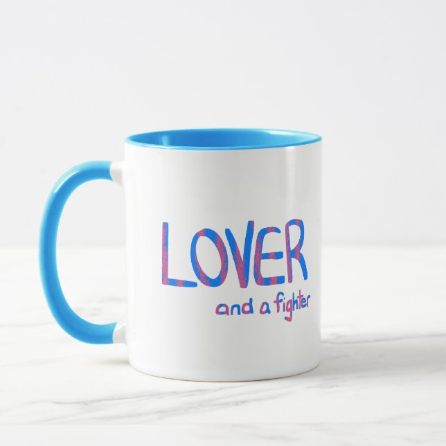 Taza Amante y un luchador en azul y rosa (Izquierda)