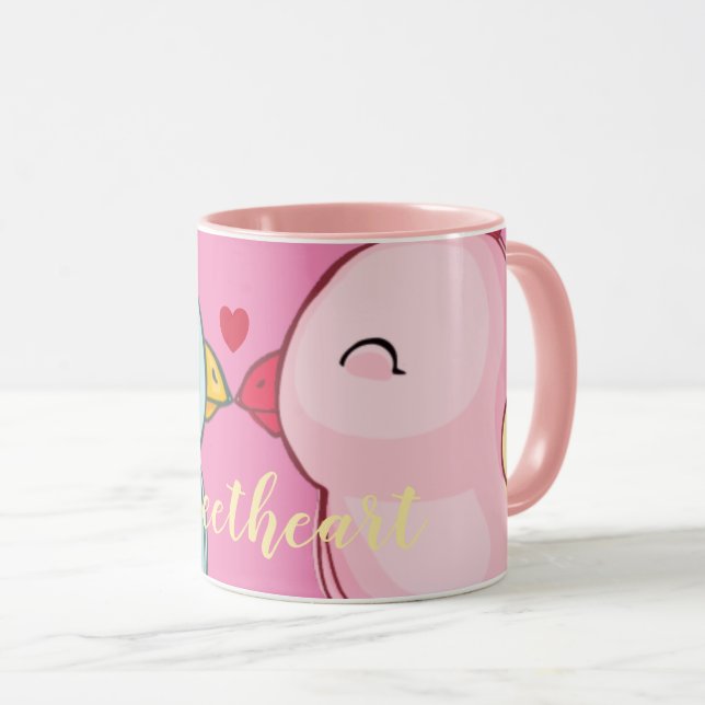 Taza Amantes de amor de Día de San Valentín rosado lind (Anverso derecho)