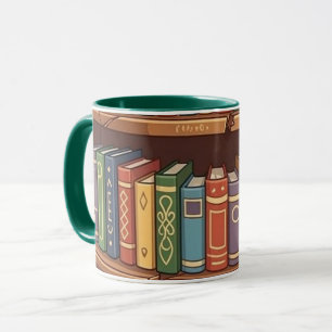 Taza Amantes de los libros Estante de libros de dibujos