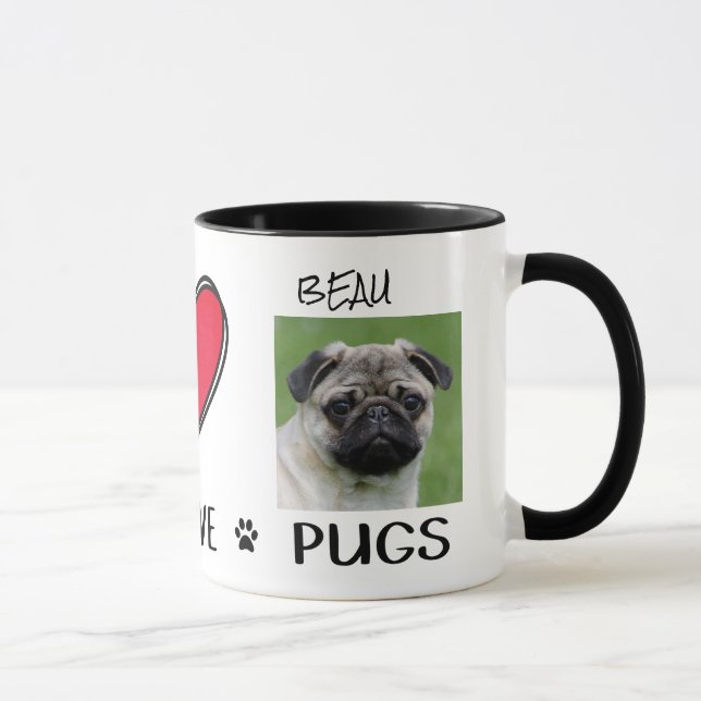 Taza Amantes de Pug Amor Paz (Derecha)