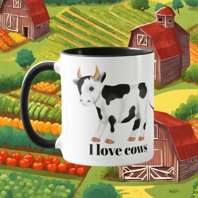 Taza Amantes de vacas cortas añaden monograma (Subido por el creador)