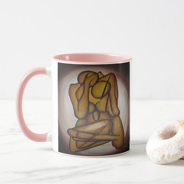 Taza Amantes Del Arte Contemporáneo En Ochre Y Brow (Con donut)