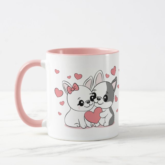Taza Amantes del Bulldog Personalizado se alegran el dí (Izquierda)