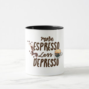 Taza Amantes del Café Más Espresso Menos Depresión