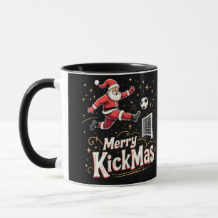 Taza Amantes del fútbol de Papá Noel y Feliz Kickmas