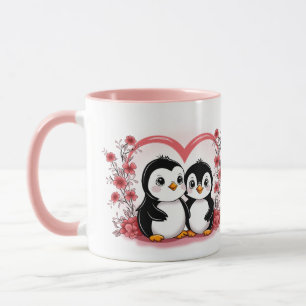 Taza Amantes del pingüino Personalizado se alegran el d
