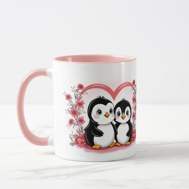 Taza Amantes del pingüino Personalizado se alegran el d (Izquierda)