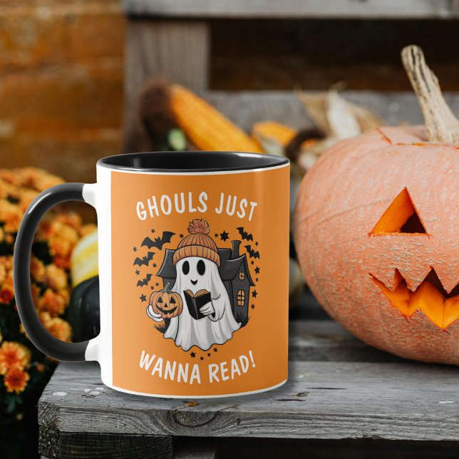 Taza Amantes divertidos del libro de Halloween (Subido por el creador)