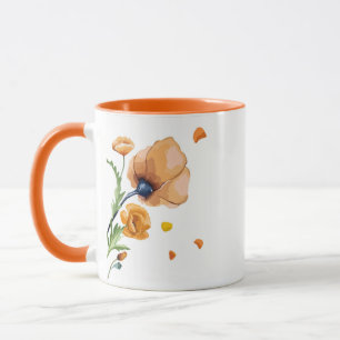 Taza amapola acuarela naranja