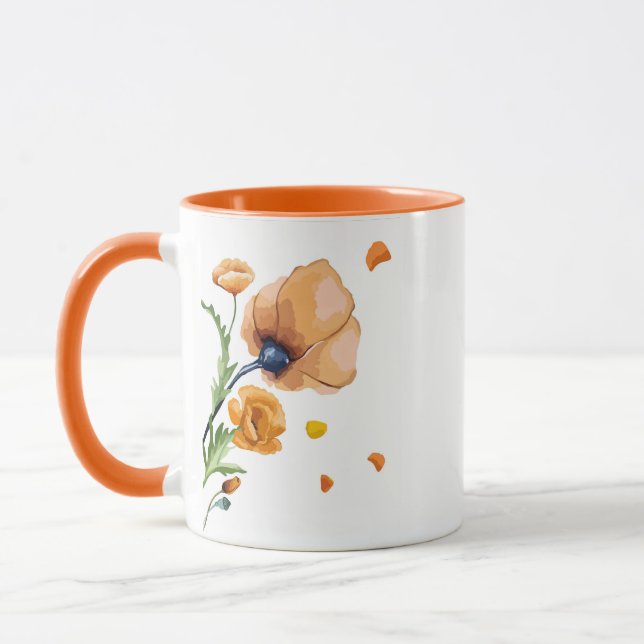 Taza Amapola acuarela naranja (Izquierda)
