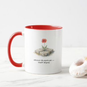 Taza Amapola en acuarela Dondequiera que la vida te pla
