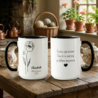 Taza Amapola Personalizada de Jubilación Grande