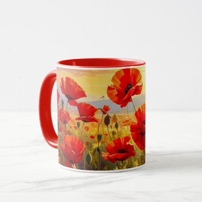 Taza Amapolas a la Luz del Atardecer (Anverso izquierdo)