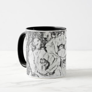 Taza Amapolas florales dibujadas a mano con bolígrafo e