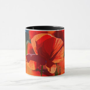Taza amapolas - pintura al óleo