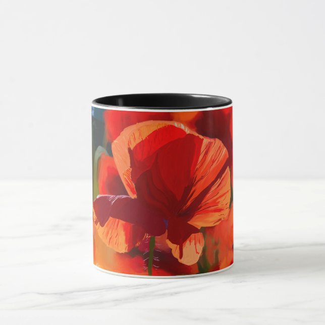 Taza amapolas - pintura al óleo (Centro)