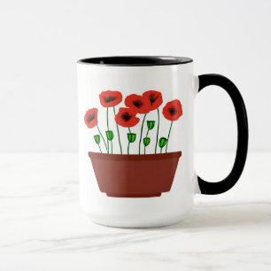 Taza Amapolas Rojas en una Maceta de Terracota
