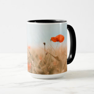 Taza Amapolas y cebada rojas del oro