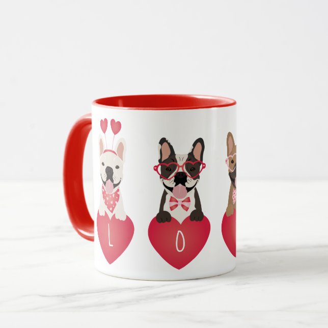 Taza Amar a los Bulldoges franceses de San Valentín (Anverso izquierdo)