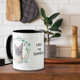 Taza Amar a mi gato siamés Wreath Coffee Mug