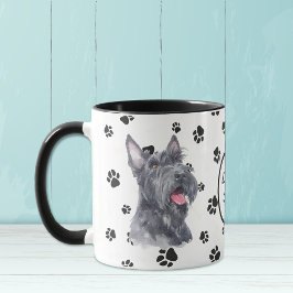 Taza Amar a mi perro aterrador escocés Pawprint Mug