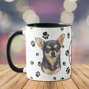 Taza Amar a mi perro chihuahua Pawprint Mug