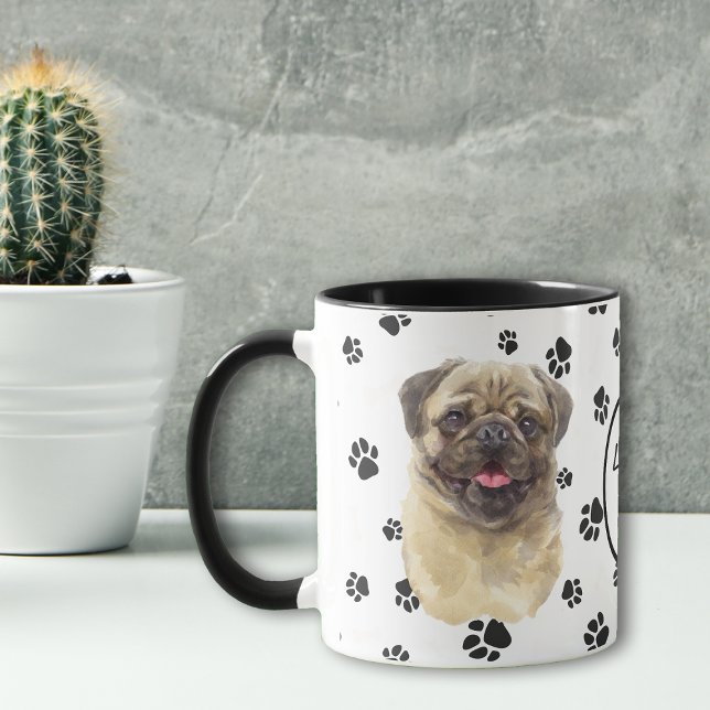 Taza Amar a mi perro de pug de amanecer Pawprint Mug (Subido por el creador)