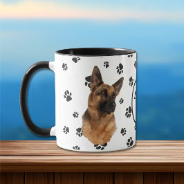 Taza Amar a mi perro pastor alemán Pawprint Mug