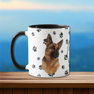 Taza Amar a mi perro pastor alemán Pawprint Mug