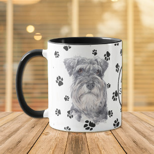 Taza Amar a mi perro Schnauzer Pawprint Mug